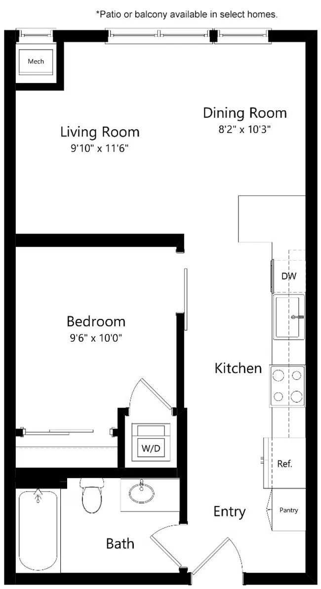 U3 Urban One Bedroom 405 floor plan